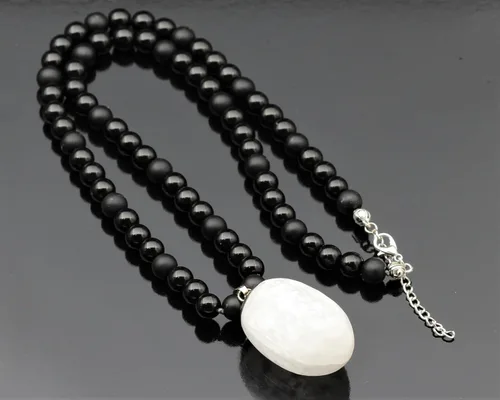 Miniatura 157 de Colgante de turmalina cruda natural, Collar de cuentas de ónix negro genuino, Collar de piedra negra, Collar de piedras preciosas, Cuentas de 0.315