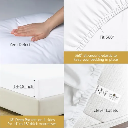 Miniatura 13 de Bluemoon Homes Sábanas de Algodón Egipcio Twin - Juego de Sábanas de 4 Piezas, Juego de Ropa de Cama de 1000 Hilos, Suave y Lujoso Juego de Sábanas