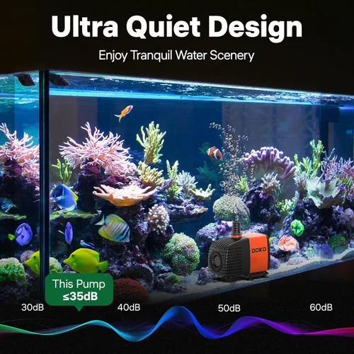 Miniatura 3 de Doko Bomba de agua sumergible, bomba de agua para acuario de 1050 GPH con cubierta de malla extendida y esponja, bomba de estanque ultra silenciosa