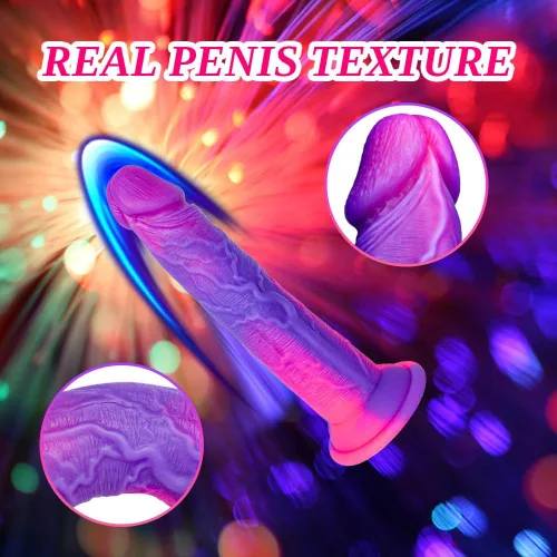 Miniatura 5 de Consolador de 5 pulgadas ultra pequeño y realista de fantasía con ventosa, consolador de silicona mini lindo de 4" en púrpura y rosa para mujeres