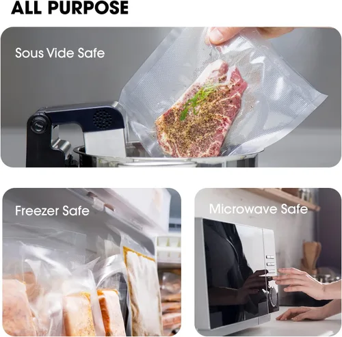 Miniatura 4 de Bolsas selladoras al vacío de 6 x 150 pies para guardar alimentos, con dispensador de cortador, rollos selladores al vacío de grado comercial