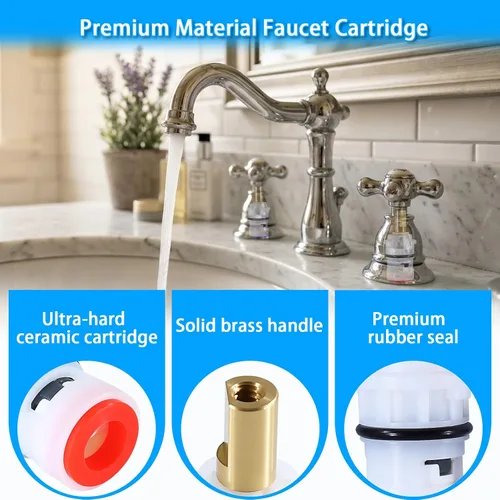 Miniatura 3 de Grifo de disco de cerámica de repuesto para grifo de baño (1 par caliente y frío) para Pfister 9608020 48/143/149 Series Cartucho de válvula 9608060
