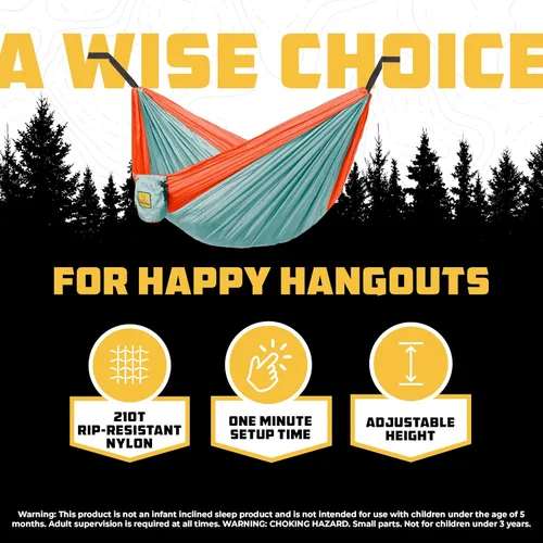 Miniatura 3 de Wise Owl Outfitters Hamaca de camping – Hamaca portátil de 500 libras con correas de árbol – viajes, mochileros, senderismo, equipo de campamento al