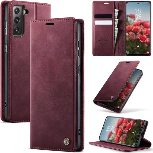 Miniatura 44 de Funda tipo cartera para iPhone 13 de piel tipo cartera con tarjetero y función atril, cierre magnético, bloqueo RFID, TPU a prueba de golpes
