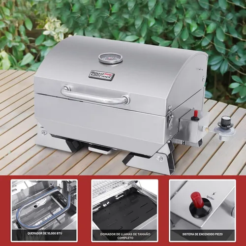 Miniatura 5 de Royal Gourmet GT1001 Parrilla portátil de acero inoxidable, 10000 BTU Parrilla de gas de mesa para barbacoa con patas plegables y tapa