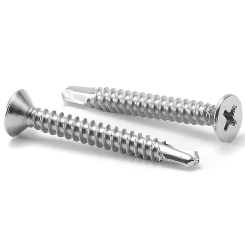 Miniatura 12 de Tornillos de chapa metálica #8 x 1-1/4 pulgadas, 100 tornillos Tek de cabeza plana de acero inoxidable 410, tornillos autorroscantes rápidos por SG