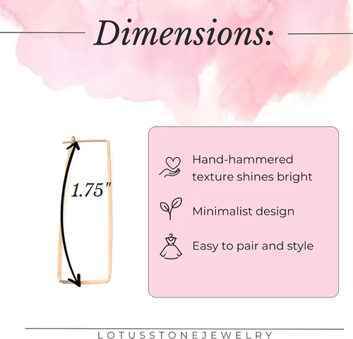 Miniatura 69 de Aretes de aro finos martillados, elegantes plata esterlina geométrica sólida, relleno de oro y relleno de oro rosa; para mujer por Lotus Stone