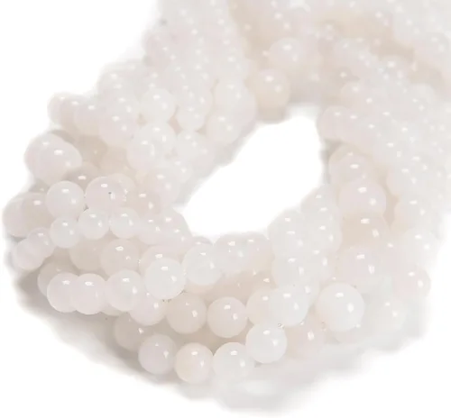 65 cuentas de jade blanco de 0.236 pulgadas, piedra natural, piedras preciosas redondas auténticas para hacer pulseras de bricolaje, joyas, cuerdas