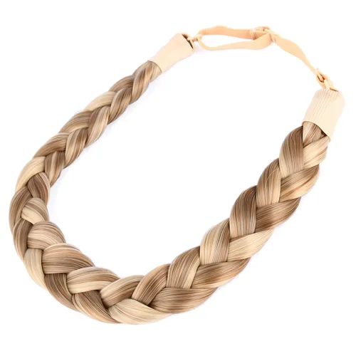 Miniatura 44 de Diadema clásica de cabello sintético trenzado, trenzas gruesas y anchas, extensión de cabello con elástico para mujeres y niñas, accesorio