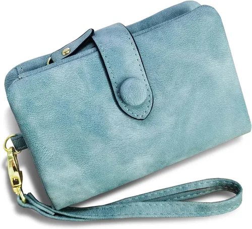 Miniatura 2 de AOXONEL Cartera pequeña de cuero plegable para mujer, con bloqueo Rfid, con tarjetero y ventana de identificación, monedero