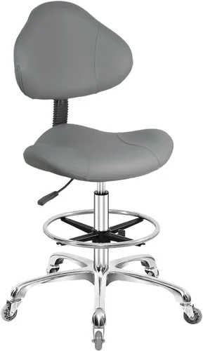 Miniatura 8 de Silla de dibujo giratoria con ruedas, ajustable, resistente (400 libras), soporte lumbar, silla de tareas para escritorio en casa, estudio, Negro
