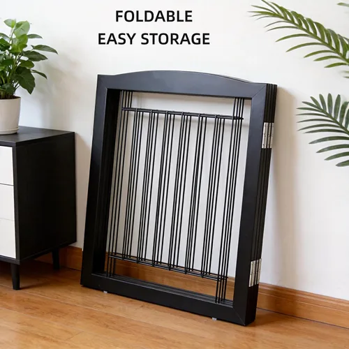 Miniatura 8 de ZJSF Puerta plegable independiente para perros para casa, puerta de madera extra ancha para cachorros, escaleras, puertas para mascotas, valla alta