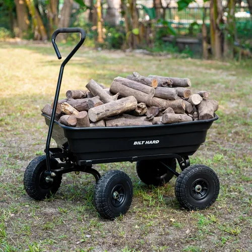 Miniatura 9 de BILT HARD Carro de basura de jardín de polietileno 272 kg con neumáticos sin riesgo de pinchazos, liberación rápida, 0,11 m³, carro de basura