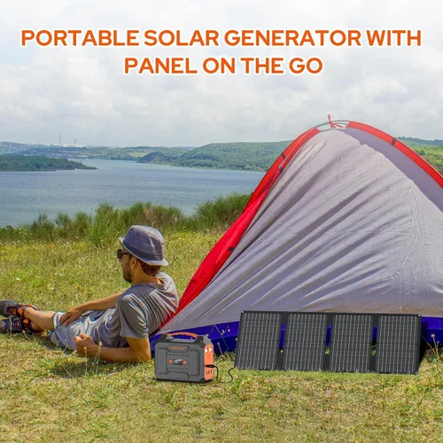 Miniatura 2 de Estación de energía portátil con panel solar plegable de 40W, generador de energía solar de 100W con paneles, toma de corriente de 110V AC, banco