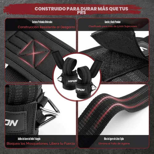 Miniatura 3 de Correas de levantamiento de pesas con anillos, correas de muñeca 2 en 1 para levantamiento de pesas y máquina de cable con anillos de triángulo
