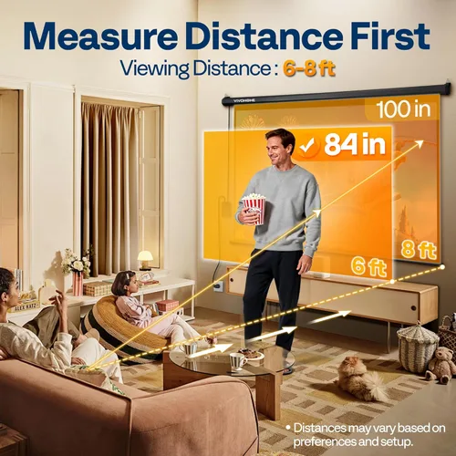Miniatura 7 de VIVOHOME Pantalla de proyector motorizada 16:9 de 84 pulgadas con control remoto, pantalla de proyección eléctrica automática, pantalla de cine HD
