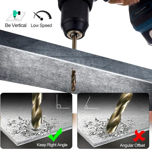 Miniatura 7 de Juego de brocas de cobalto para metal endurecido y acero inoxidable, 122 piezas M35 de acero de alta velocidad con torsión Jobber, brocas de metal
