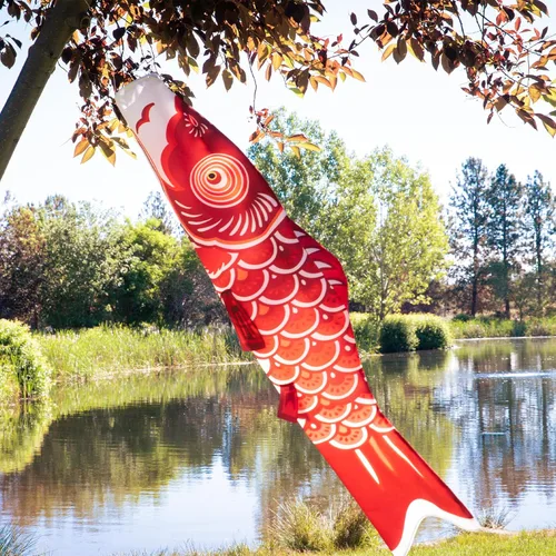 Miniatura 3 de En la brisa peces koi Windsock, Rojo
