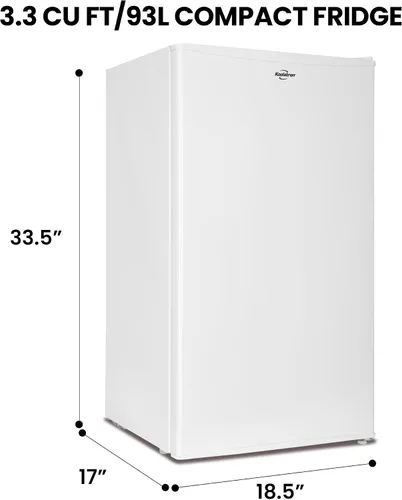 Miniatura 8 de Koolatron Refrigerador compacto con congelador, 3.2 pies cúbicos (91L), blanco, diseño de respaldo plano que ahorra espacio, puerta reversible