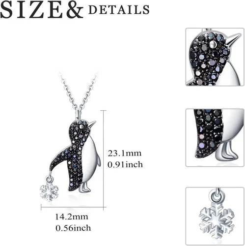 Miniatura 4 de YAFEINI Penguin Dog Gifts Sterling Silver Penguin Snowflake Necklace Heart Dog Pendant Jewelry for Women Girls Christmas Gifts