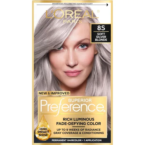 L'Oreal Paris Superior Preference - Tinte permanente luminoso que desafía la decoloración, tinte para el cabello hasta 9 semanas de resplandor, 8S
