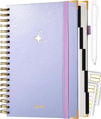Miniatura 16 de Cuaderno de espiral de tapa dura con pestañas de 8 x 10 pulgadas, diarios grandes con líneas en espiral para mujeres con divisores, 240 páginas, D