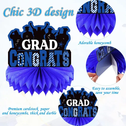 Miniatura 2 de Yisong 10 piezas de decoraciones de mesa de graduación azules 2026, centros de mesa de graduación para mesas, centros de mesa de graduación de clase