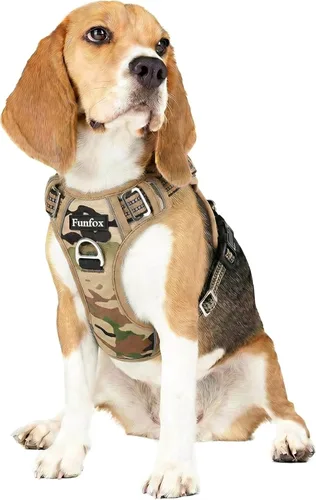 Miniatura 23 de Funfox Arnés para perro sin tirones, arnés de chaleco ajustable para mascotas, material súper suave con mango vertical, fácil control, paseo