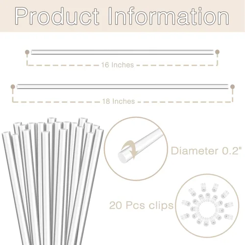 Miniatura 2 de Estacas para Plantas, Palos para Plantas 20 PCS Estacas de Soporte Acrílico Transparente para Plantas, 16 Pulgadas Estacas de Orquídea de Tallo