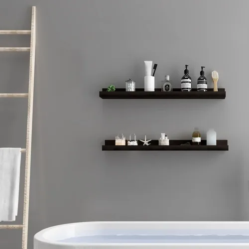 Miniatura 8 de WELLAND Vista - Estantería para fotos, estantes flotantes de pared, 36 pulgadas, juego de 2, color espresso