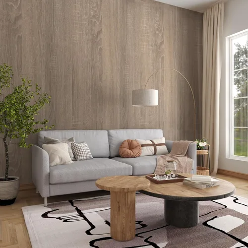 Miniatura 7 de JSEVEM Papel tapiz de madera de roble beige marrón gris grueso de 16"×118", autoadhesivo para despegar y pegar, papel de contacto de madera de roble