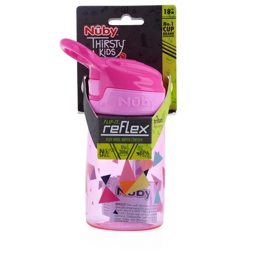 Miniatura 6 de Nuby Botella de agua impresa Flip-it Reflex con botón para llevar con boquilla suave, 12 onzas, más de 18 meses, 1 paquete, recibirás uno