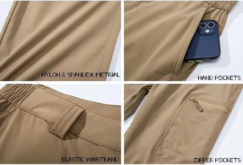 Miniatura 6 de MAGCOMSEN Pantalones de senderismo para hombre, 6 bolsillos, resistentes al agua, tela Ripstop, pantalones de trabajo ligeros de secado rápido