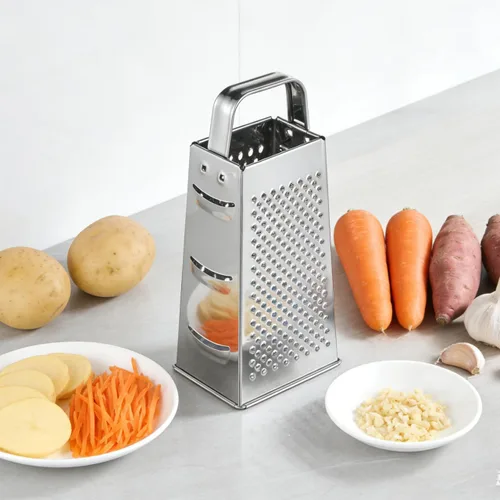 Miniatura 9 de MAGICLULU Rallador de queso de caja de 8 pulgadas con asa, cortador de verduras de 4 lados de acero inoxidable resistente, triturador y rallador