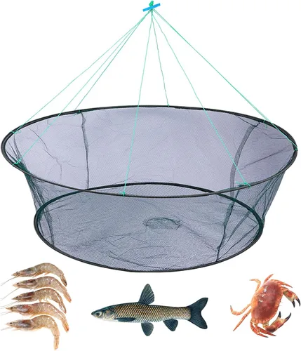 Red de pesca plegable SUJAYU, trampa de nylon para pececillos y cangrejos, red para cangrejos, red de caída para pesca en muelle, redes de caída