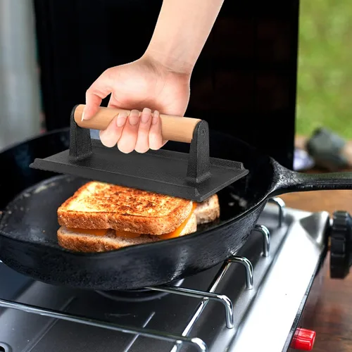 Miniatura 7 de Leonyo Smash - Prensa de hamburguesas, prensa de hamburguesas de hierro fundido, kit de accesorios de parrilla de alta resistencia para cocinar