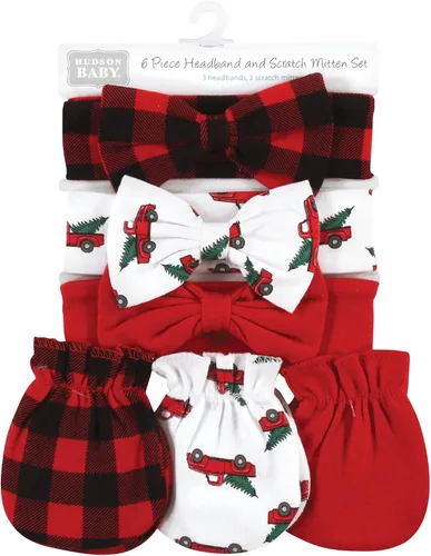 Miniatura 34 de Hudson Baby Conjunto de diadema de algodón y manoplas para rascar para bebé