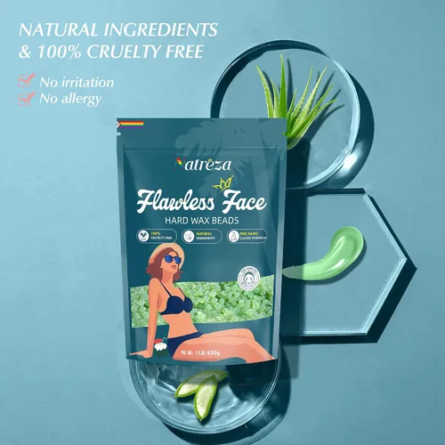 Miniatura 6 de Perlas de cera dura para depilación, 1 libra de cera dura para piel sensible con extracto de aloe vera, formulada para pelos finos, cera corporal