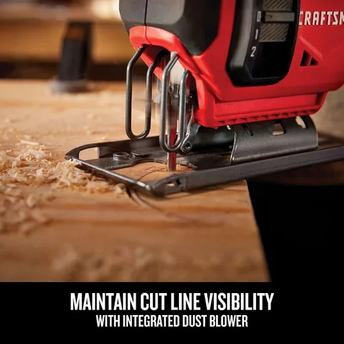 Miniatura 8 de CRAFTSMAN Kit de sierra caladora inalámbrica V20, 3 ajustes orbitales, hasta 2,500 SPM, batería y cargador incluidos (CMCS600D1)