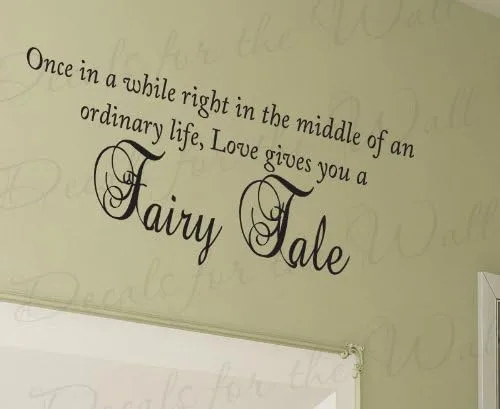 Una vez en un tiempo amor le da un cuento de hadas – Dormitorio Familia fotos matrimonio boda salón – Vinilo calcomanía decorativo para pared,