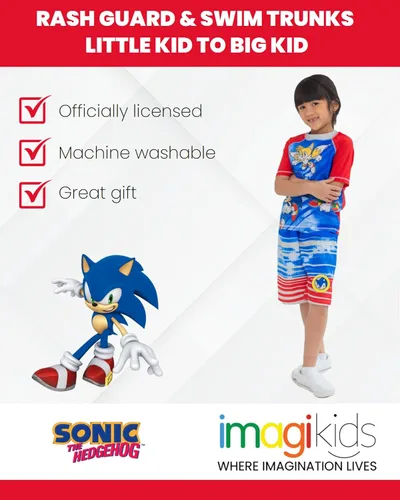 Miniatura 3 de SEGA Sonic The Hedgehog Knuckles The Tails - Conjunto de camiseta de natación raglán