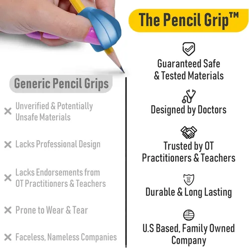 Miniatura 2 de The Pencil Grip Agarres para Lápices, El Agarre Cruzado, Ayuda de Escritura Ergonómica Metálica Para Diestros y Zurdos, Agarres de Lápices Metálico.