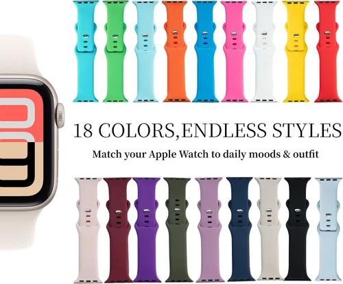 Miniatura 2 de Paquete de 18 correas de reloj compatibles con Apple Watch de 1.496 in 1.575 in 1.614 in 1.654 in 1.732 in 1.772 in 1.811 in 1.929 in, correa