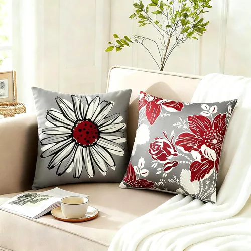 Miniatura 4 de Juego de 4 fundas de almohada decorativas de tiro de color rojo vino de 22 x 22 pulgadas, fundas de cojín cuadradas de lino, fundas de almohada Vino