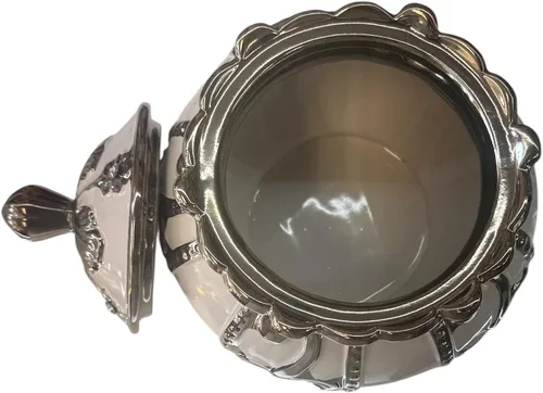 Miniatura 3 de Soperas para santos Cuencos decorativos de cerámica con tapa, azul, plata, oro, marrón (Blanca Blanco)