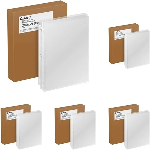 Miniatura 7 de Oxford - Fundas protectoras de hojas con acabado transparente, protectores de páginas para carpetas de 3 anillas, carga superior, fundas de plástico