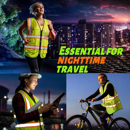 Miniatura 5 de EBOOT 20 Pcs Vests High Visibility Reflective Vest Safety Neon Bright Work Construction Vest with Pockets Reflective Strips (Fluorescent Green)
