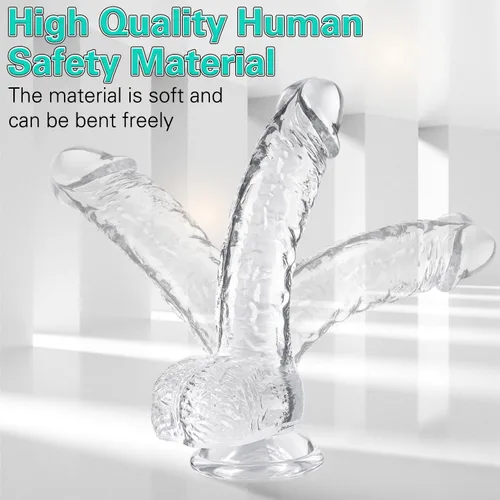 Miniatura 5 de Consolador realista transparente de 7.3 pulgadas, se siente como la piel, material seguro para el cuerpo, con copa de succión fuerte para jugar