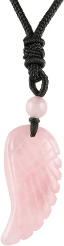 TUMBEELLUWA Colgante de piedra tallada con forma de ala de ángel y colgante de cuarzo con cordón de amuleto de cristal curativo para unisex