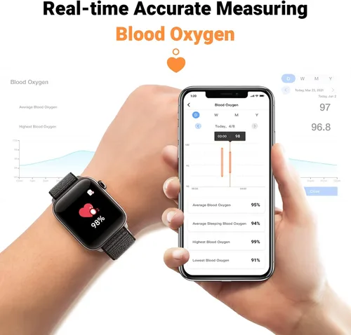 Miniatura 4 de COCO Reloj inteligente de monitoreo de salud cómodo con Bluetooth para personas mayores: frecuencia cardíaca, temperatura corporal, oxígeno